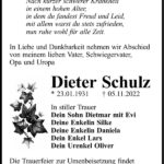 Traueranzeige Dieter Schulz