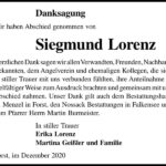 Danksagung Siegmund Lorenz