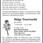 Traueranzeige Helga Twarroschk, geb. Escher