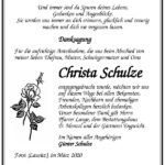 Danksagung Christa Schulze