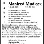 Danksagung Manfred Mudlack