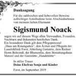 Danksagung Sigismund Noack