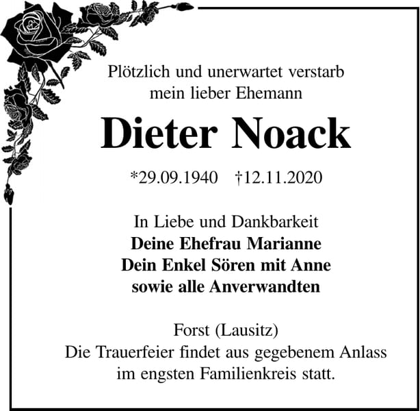 Traueranzeige Dieter Noack