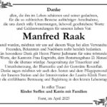 Danksagung Manfred Raak