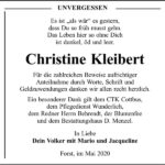 Danksagung Christine Kleibert