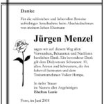 Danksagung Jürgen Menzel
