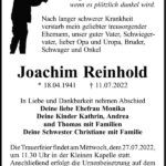 Traueranzeige Joachim Reinhold