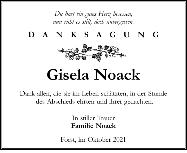 Danksagung Gisela Noack