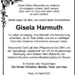 Danksagung Gisela Harmuth