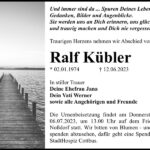 Traueranzeige Ralf Kübler