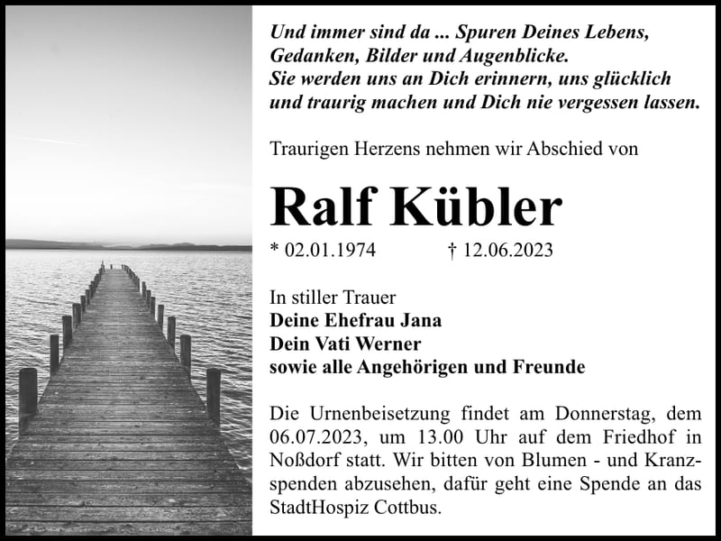 Traueranzeige Ralf Kübler