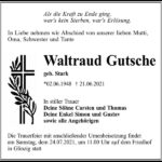 Traueranzeige Waltraud Gutsche, geb. Stark
