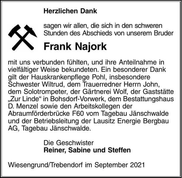 Danksagung Frank Najork