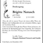 Danksagung Brigitte Natusch, geb. Fabian