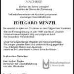 Danksagung Edelgard Menzel