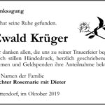 Danksagung Ewald Krüger