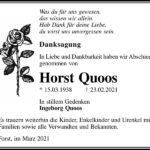 Danksagung Horst Quoos