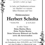 Traueranzeige Herbert Scholta