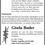 Danksagung Gisela Buder