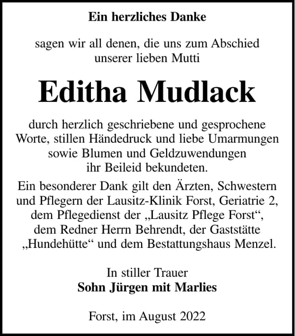 Danksagung Editha Mudlack