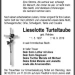 Traueranzeige Lieselotte Turteltaube, geb. Rehdes