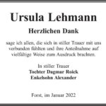 Danksagung Ursula Lehmann