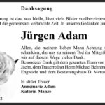 Danksagung Jürgen Adam