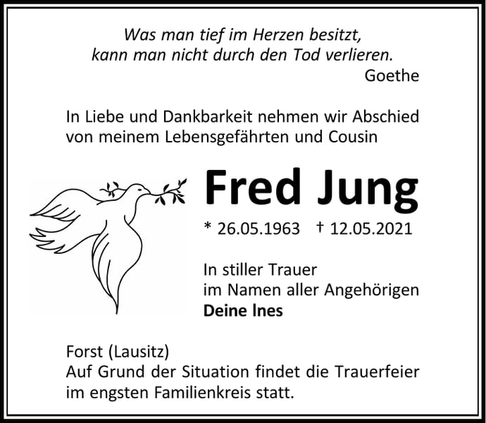 Traueranzeige Fred Jung