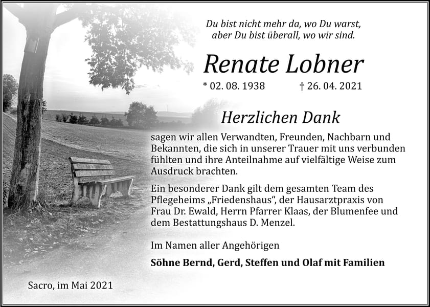 Danksagung Renate Lobner
