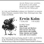 Traueranzeige Erwin Kolm