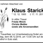 Traueranzeige Klaus Starick