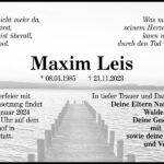Traueranzeige Maxim Leis