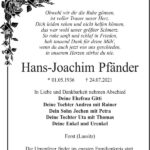 Traueranzeige Hans-Joachim Pfänder