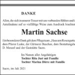 Danksagung Martin Sachse