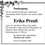 Danksagung Erika Preuß
