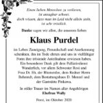 Danksagung Klaus Purdel