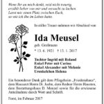 Danksagung Ida Meusel, geb. Großmann