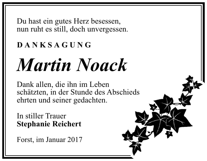 Danksagung Martin Noack
