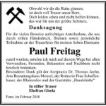 Danksagung Paul Freitag