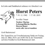 Traueranzeige Horst Peters