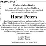 Traueranzeige Horst Peters