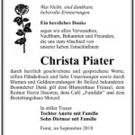 Danksagung Christa Piater