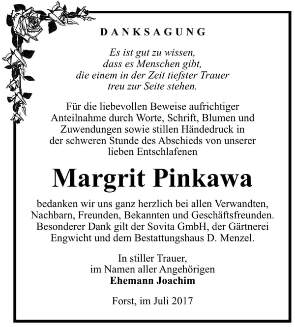 Danksagung Margrit Pinkawa