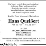 Traueranzeige Hans Queißert