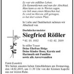 Traueranzeige Siegfried Rößler