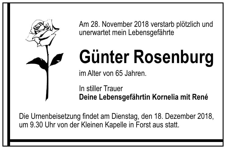 Traueranzeige Günter Rosenburg