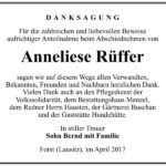 Danksagung Anneliese Rüffer