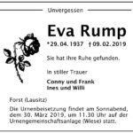 Traueranzeige Eva Rump