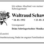 Traueranzeige Waltraud Schawer