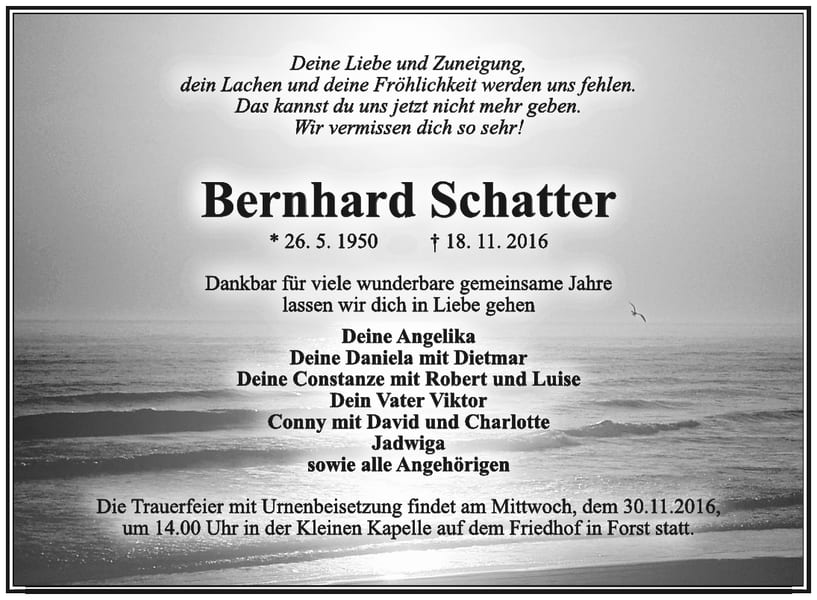 Traueranzeige Bernhard Schatter